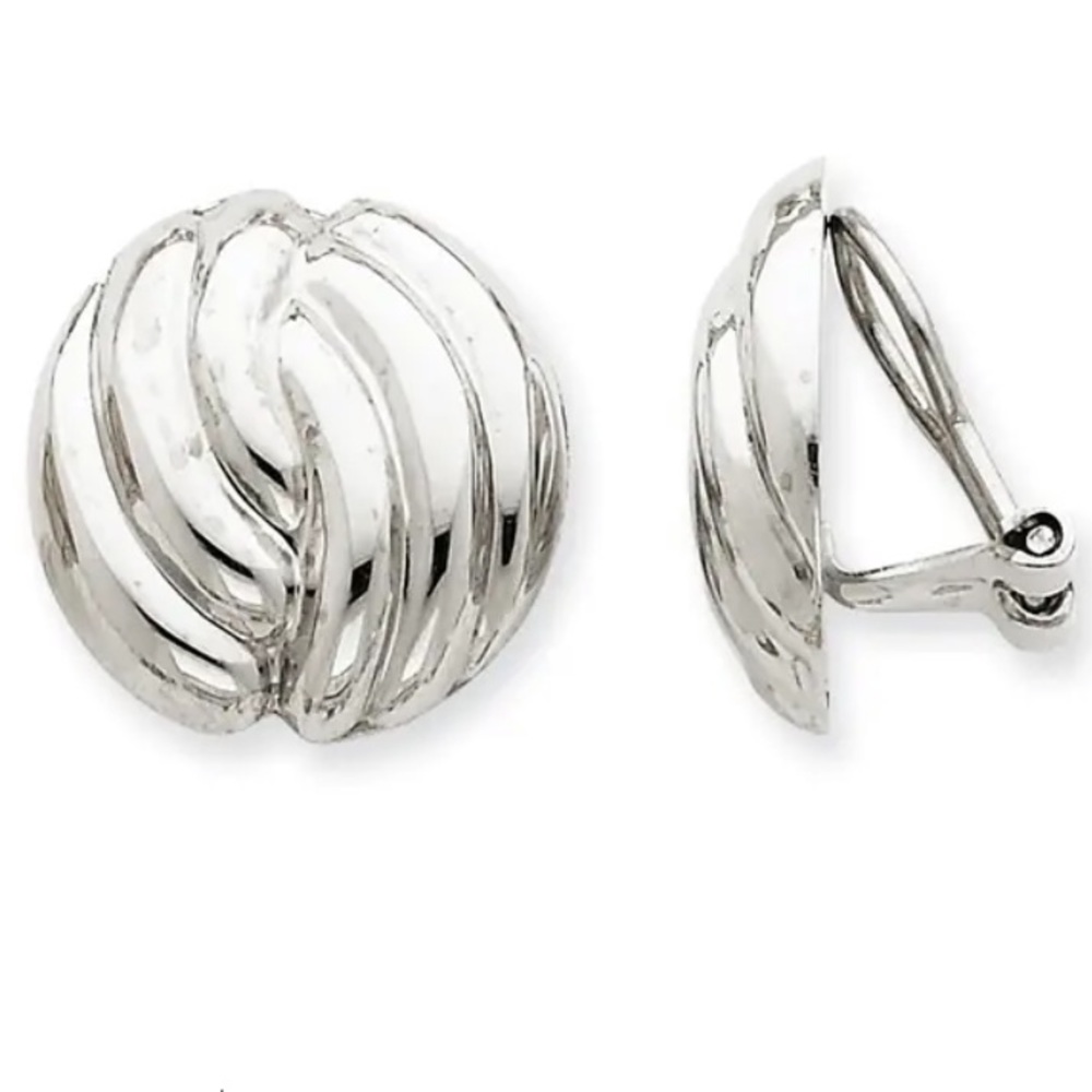 Earrings Clips Silver Grille Waves Earring Accessories Jewelry